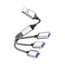 USB Splitter 3 Port Multi Hub Adapter Male to Female Extension Cable Cord Black picture