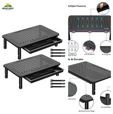 BONTEC 2 Pack Adjustable Monitor Stand Riser with Drawer, Supports 44lbs picture