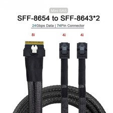 SlimSAS SFF-8654 Full Lock 8i 4.0 to 2X SAS SFF-8643 Server High Speed Cable picture