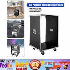 19 Inch 16U 4 Post Server Rack Open Frame Rolling Network Data Rack w/ Casters picture