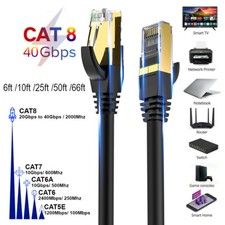 Short/Long 6-50FT Cat8 Cable Ethernet Outdoor HiSpeed Gold Plated RJ45 Connector picture