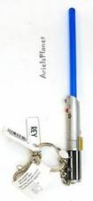 Disney Parks Star Wars Rey Blue Lightsaber Light up Metal Keychain Bag Charm picture
