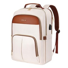 MOSISO Laptop Backpack for Women, 15.6 inch Bag with inch, Beige picture