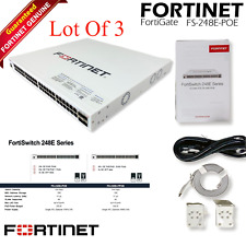 Lot of 3 Fortinet FortiSwitch-248E-FPOE 48-Port Mountable Switch FS-248E-FPOE picture