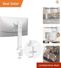 Sleek White Monitor Arm Stand for Ergonomic Viewing - Fits 13-32 Inch Displays picture