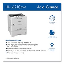 HL-L6210DWT Business Monochrome Laser Printer with Dual Paper Trays picture