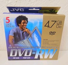 JVC DVD-RW 5-Pack New & Sealed 4.7GB Data High-Speed Version 1.2/4X VD-W47EU5 SA picture
