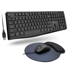 X9 Black Wired Keyboard Mouse Combo with Mouse Pad Ergonomic Full-Size USB picture