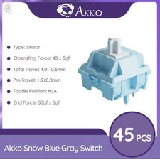 Akko Gaming Keyboard Snow Blue Gray Switch 90pcs Unused picture
