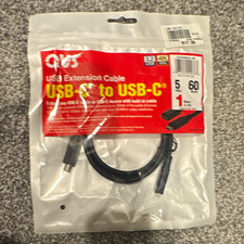 QVS USB-C to USB-C Extension Cable 1 ft Black 4K Support Universal CC220M1BK picture