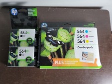 3x hp 564 Genuine OEM Ink Cartridges = 2x 564XL Black + 564 Tri-Color (Exp 2017) picture