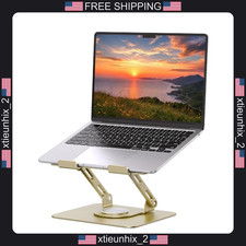 Laptop Stand 10-17 Inch Adjustable Swivel Metal Riser Gold picture