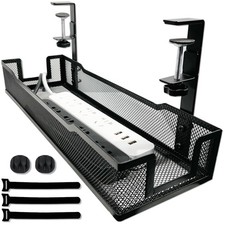 No Drill Under Desk Cable Management Tray with clamp-Premium Wire Tray Cord O... picture