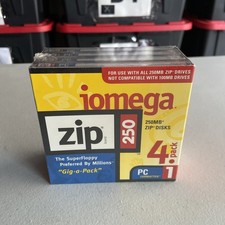 Iomega 250MB Zip Disks 4 Pack PC Formatted SEALED PACK OF 4 NEW picture