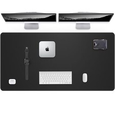 Leather Desk Pad Protector 48x24 Inch Black Premium Large Mouse Pad picture