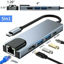 5 in 1 USB C Hub to RJ45 Ethernet Type C Hub Adapter Charger for Macbook 4K HDMI picture