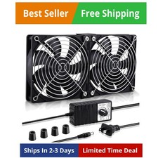 Big Airflow 2 x 120mm 240mm Computer Fan with AC Plug Cabinet Fan 110V 240V A... picture