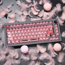PC UV-print Jade Green/Agate Pink Transparent Keycaps Cherry Profile for MX picture