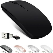Rechargeable Bluetooth Wireless Mouse for Laptop Tablet Chromebook Black picture