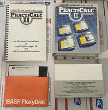 Vintage PractiCalc II 1984 Apple II Computer Software Big Box W/ Manual - RARE picture
