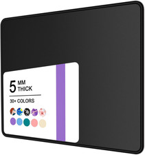 Square Mouse Pad 5mm Thick Anti Slip Computer Mat Stitched Edge 8x10 Black picture