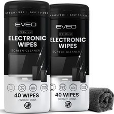 2 Pack x 40 Electronic Screen Cleaner Wipes + Microfiber Cloth for Devices picture