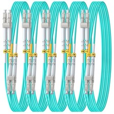 5 PCS OM4 LC To LC Fiber Patch Cable Duplex Multimode 40G/100G 50/125um 3 FT picture