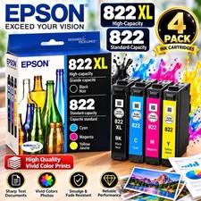 Epson 822XL T822XL-BCS 4-Pack Ink Cartridges Black Cyan Magenta Yellow Exp: 3/29 picture