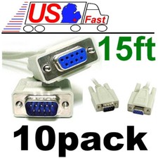 Lot10 15ft DB9pin Male-Female Extension Serial RS232 Straight Through Cable/Cord picture