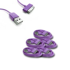 5X 10FT 30-PIN USB SYNC POWER CHARGER PURPLE CABLE CONNECTOR IPHONE 4S IPOD IPAD picture