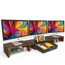 WESTREE Triple Dual Monitor Stand Riser with Drawer,Extra Large Adjustable fo... picture
