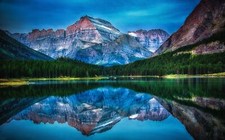 Landscape lake mountains forest reflection water morning Custom Gaming Mat Desk picture