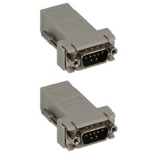 2x DB9 9Pin RS232 Serial Port Male to RJ45 Network Adapter Modular Preassembled picture
