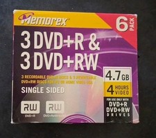 Memorex 4.7 GB 6 Pack 3 DVD+RW DVD+R Blank Storage Media Rewritable Discs picture