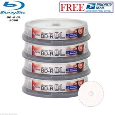 40 Pack SmartBuy BD-R DL Dual Layer 6X 50GB White Inkjet Printable Record Disc picture