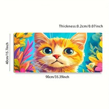A Large Gaming Mouse Pad Featuring a Cute Design with Orange Cats And Floral P picture