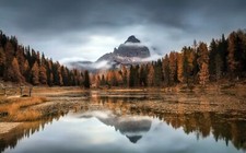 Landscape italy nature fall reflection dolomites lake Custom Gaming Mat Desk picture