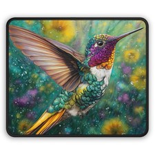 Colorful Hummingbird Gaming Mouse Pad | Floral Vivid Art picture