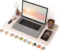 RENMTURE Dual-Sided Large Desk Pad, Faux Leather Natural Cork Mouse pad, Desk Ac picture
