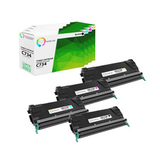 4Pk TCT Prem Compatible For Lexmark C734A1KG C734A1CG C734A1MG C734A1YG Toner picture