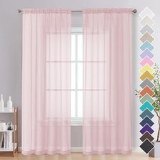 Pink Sheer Curtains 84 Inches Long 2 Panels - 42