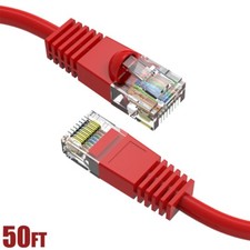 50FT Cat5E RJ45 Ethernet LAN Network UTP Patch Cable Snagless Gold 24AWG Red picture