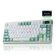 LEOBOG Nova75 WhiteandGreen Mechanical Keyboard Tri-mode RGB Knob picture