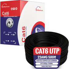 CAT6 Black 500ft UTP Solid Ethernet Cable 23AWG 10Gbps RJ45 Network Bulk Wire picture