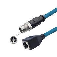 3.28ft M12 8 Pin to RJ45 Industrial Ethernet Cable, M12 8 Pin X Code Male to ... picture