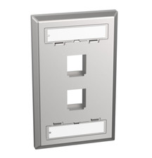 Lot of 2pcs Panduit NKF2S NetKey® Stainless Steel Faceplate w/ Labels, 2-Port picture