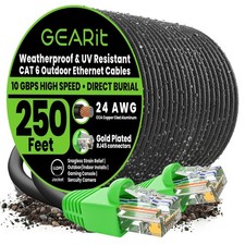 Cat6 Ethernet Cable 250ft Outdoor Direct Burial 24AWG Speed 10Gbps RJ45 picture