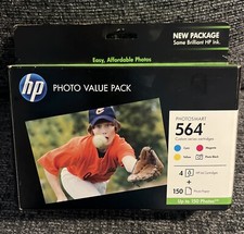 Genuine HP Photosmart 564 (4) Ink Cartridges Combo With (150) Photo Papers NOS picture