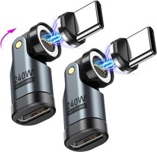 USB C Magnetic Adapter PD 240W(2Pack), 9PIN USB C 90 Degree Adapter/C Right Angl picture