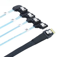 PCIe Slimline SAS 4.0 38Pin SFF-8654 4i to 4X SATA 7Pin Right Angle Cable picture
